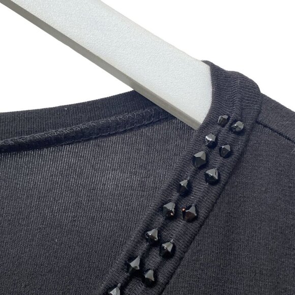 Style & Co. Womens Top Size XL Black Beaded Tunic Tee  V neck Ruffle Hem - Picture 9 of 9